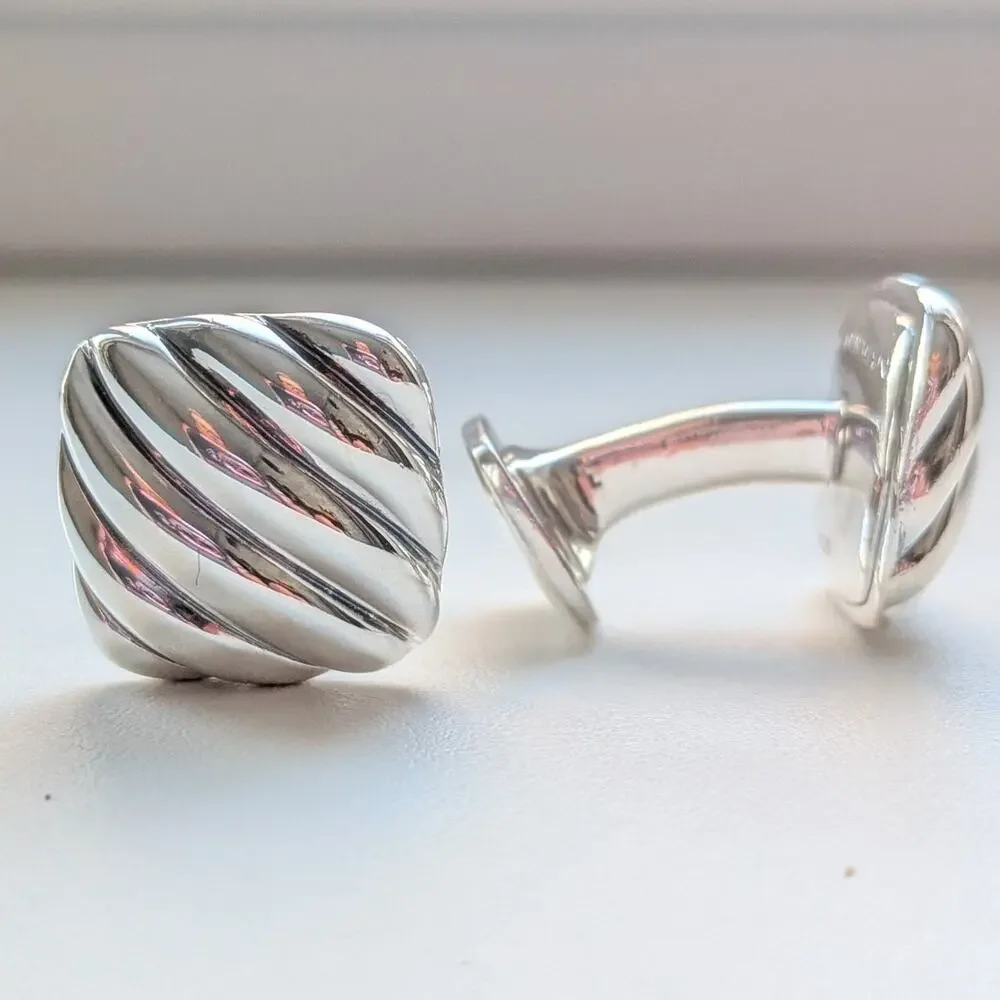 David Yurman Square Cable Cufflinks in 925 Sterling Silver